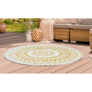 Tapis exterieur rond 150cm Maori beige
