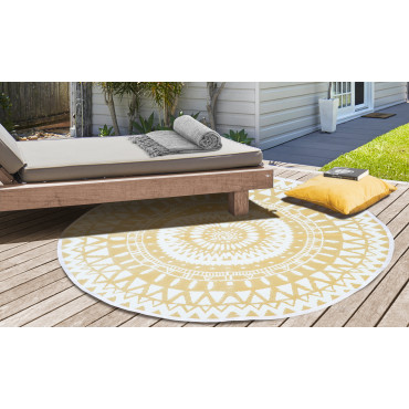 Tapis exterieur rond 150cm Maori beige