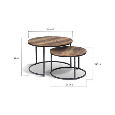 Table basses rondes gigognes Eliza - lot de 2