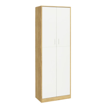 Armoire Marius 2 portes effet hêtre et blanc