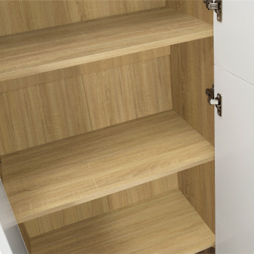 Armoire Marius 2 portes effet hêtre et blanc