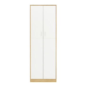 Armoire Marius 2 portes effet hêtre et blanc