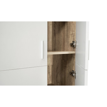 Armoire Marius 2 portes effet hêtre et blanc