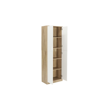 Armoire Marius 2 portes effet hêtre et blanc