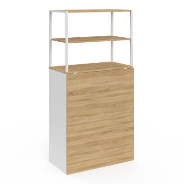 Bureau bibliothèque 2 en 1 pliable Raya blanc et bois