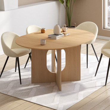 Table à manger ronde extensible Mathis bois  Ø110-150cm