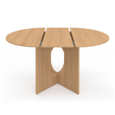 Table à manger ronde extensible Mathis bois  Ø110-150cm
