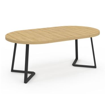 Table à manger ronde extensible Sana bois et noir Ø110-200cm