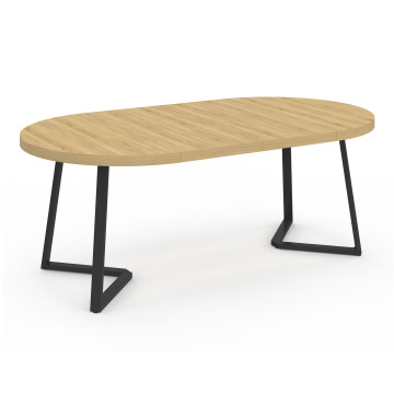Table à manger ronde extensible Sana bois et noir Ø110-200cm
