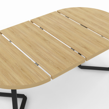 Table à manger ronde extensible Sana bois et noir Ø110-200cm