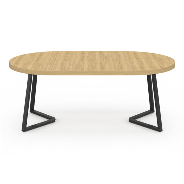 Table à manger ronde extensible Sana bois et noir Ø110-200cm