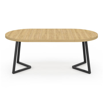 Table à manger ronde extensible Sana bois et noir Ø110-200cm
