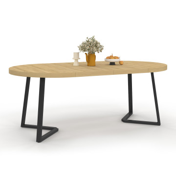 Table à manger ronde extensible Sana bois et noir Ø110-200cm