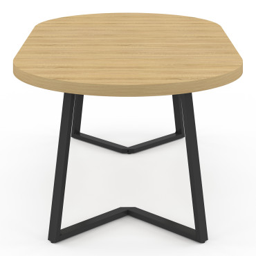 Table à manger ronde extensible Sana bois et noir Ø110-200cm
