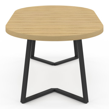 Table à manger ronde extensible Sana bois et noir Ø110-200cm