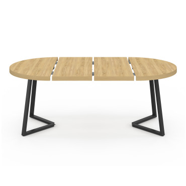 Table à manger ronde extensible Sana bois et noir Ø110-200cm