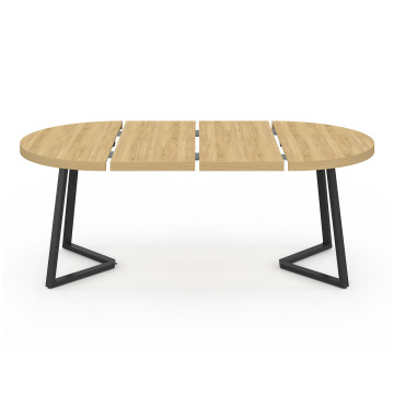 Table à manger ronde extensible Sana bois et noir Ø110-200cm