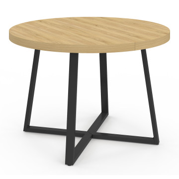 Table à manger ronde extensible Sana bois et noir Ø110-200cm