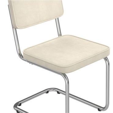 Chaises Naya en velours crème et pied métal cantilever - lot de 4