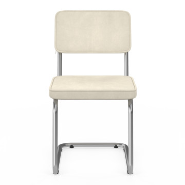 Chaises Naya en velours crème et pied métal cantilever - lot de 4