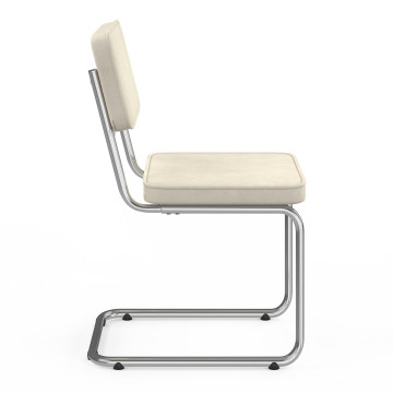 Chaises Naya en velours crème et pied métal cantilever - lot de 4