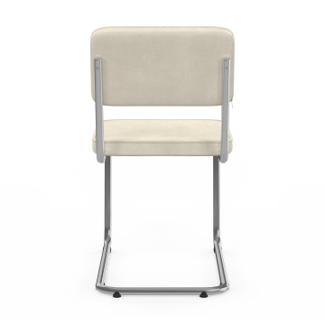 Chaises Naya en velours crème et pied métal cantilever - lot de 4