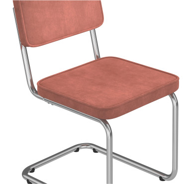 Chaises Naya en bouclette terracotta et pied métal cantilever - lot de 4