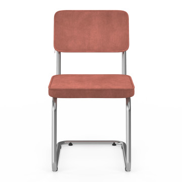 Chaises Naya en bouclette terracotta et pied métal cantilever - lot de 4