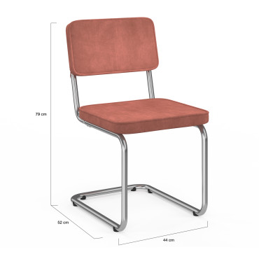 Chaises Naya en bouclette terracotta et pied métal cantilever - lot de 4