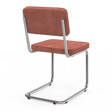 Chaises Naya en bouclette terracotta et pied métal cantilever - lot de 4