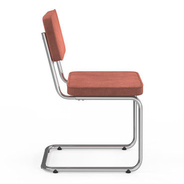Chaises Naya en bouclette terracotta et pied métal cantilever - lot de 4