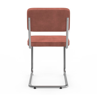 Chaises Naya en bouclette terracotta et pied métal cantilever - lot de 4
