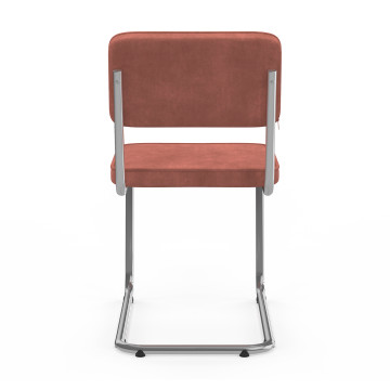 Chaises Naya en bouclette terracotta et pied métal cantilever - lot de 4