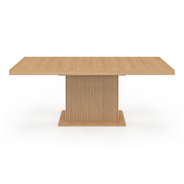 Table à manger extensible Faustine bois et pied lattes avec rangement intégré 160-200cm