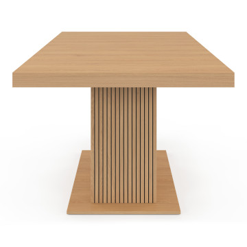 Table à manger extensible Faustine bois et pied lattes avec rangement intégré 160-200cm