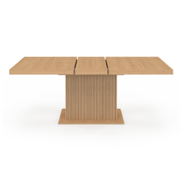 Table à manger extensible Faustine bois et pied lattes avec rangement intégré 160-200cm