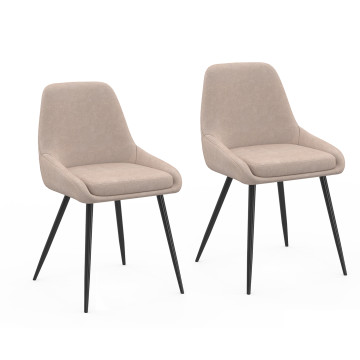 Chaises Ornella en tissu taupe et pieds métal noirs - lot de 2