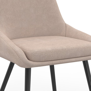 Chaises Ornella en tissu taupe et pieds métal noirs - lot de 2