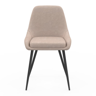 Chaises Ornella en tissu taupe et pieds métal noirs - lot de 2