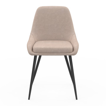 Chaises Ornella en tissu taupe et pieds métal noirs - lot de 2