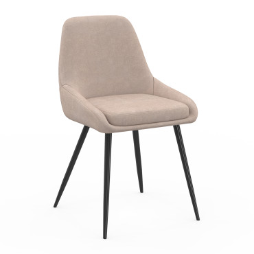 Chaises Ornella en tissu taupe et pieds métal noirs - lot de 2