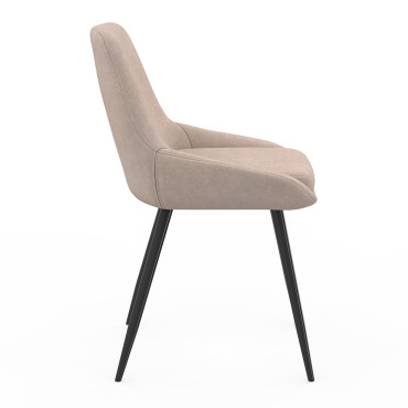 Chaises Ornella en tissu taupe et pieds métal noirs - lot de 2