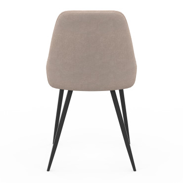Chaises Ornella en tissu taupe et pieds métal noirs - lot de 2