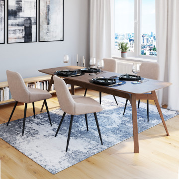 Chaises Ornella en tissu taupe et pieds métal noirs - lot de 4