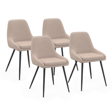 Chaises Ornella en tissu taupe et pieds métal noirs - lot de 4