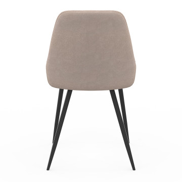 Chaises Ornella en tissu taupe et pieds métal noirs - lot de 4