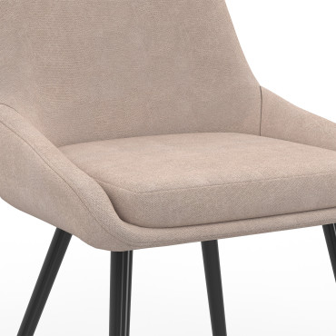 Chaises Ornella en tissu taupe et pieds métal noirs - lot de 6