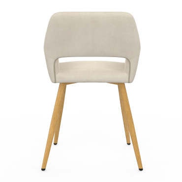 Fauteuil Heidi en velours beige et pieds bois - lot de 2