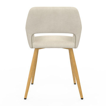 Fauteuil Heidi en velours beige et pieds bois - lot de 2