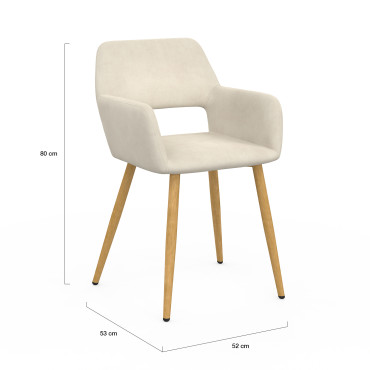 Fauteuil Heidi en velours beige et pieds bois - lot de 2